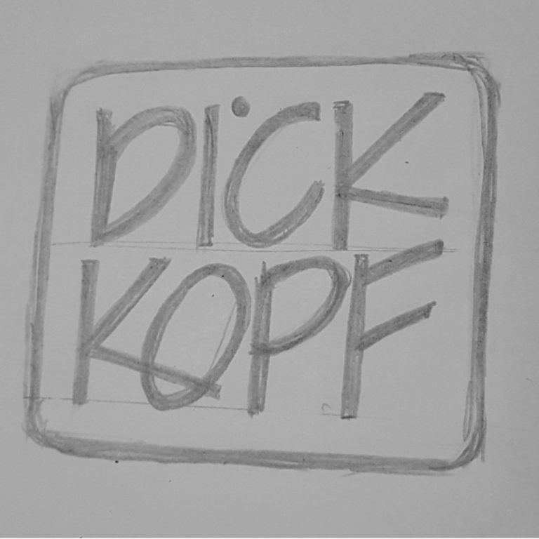 Dickkopf Lettering Skizze - Kopf Ahoi